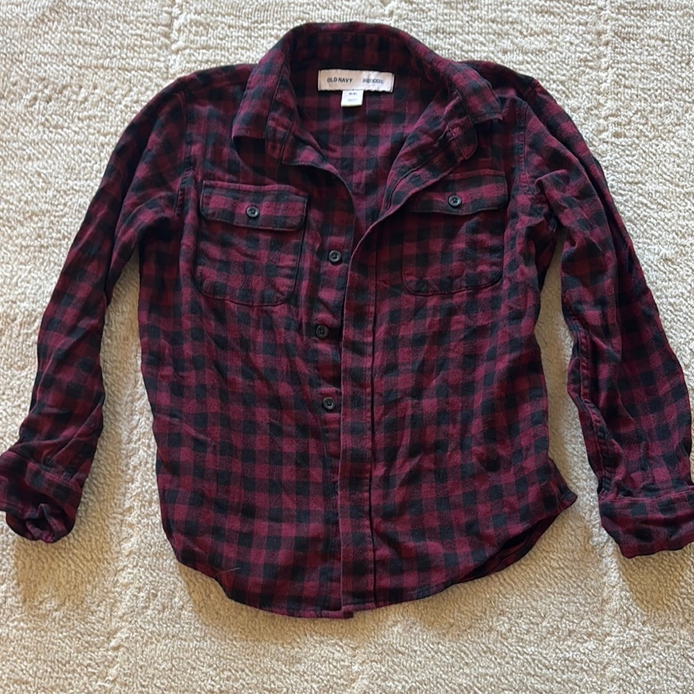 Old Navy Red and Black Button Down Shirt